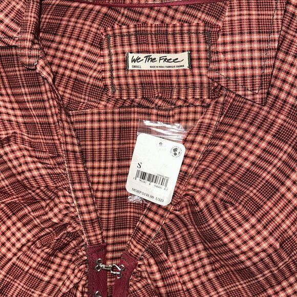 We the Free Catalina Remade Shirt in Red Combo Free People - Picture 5 of 6